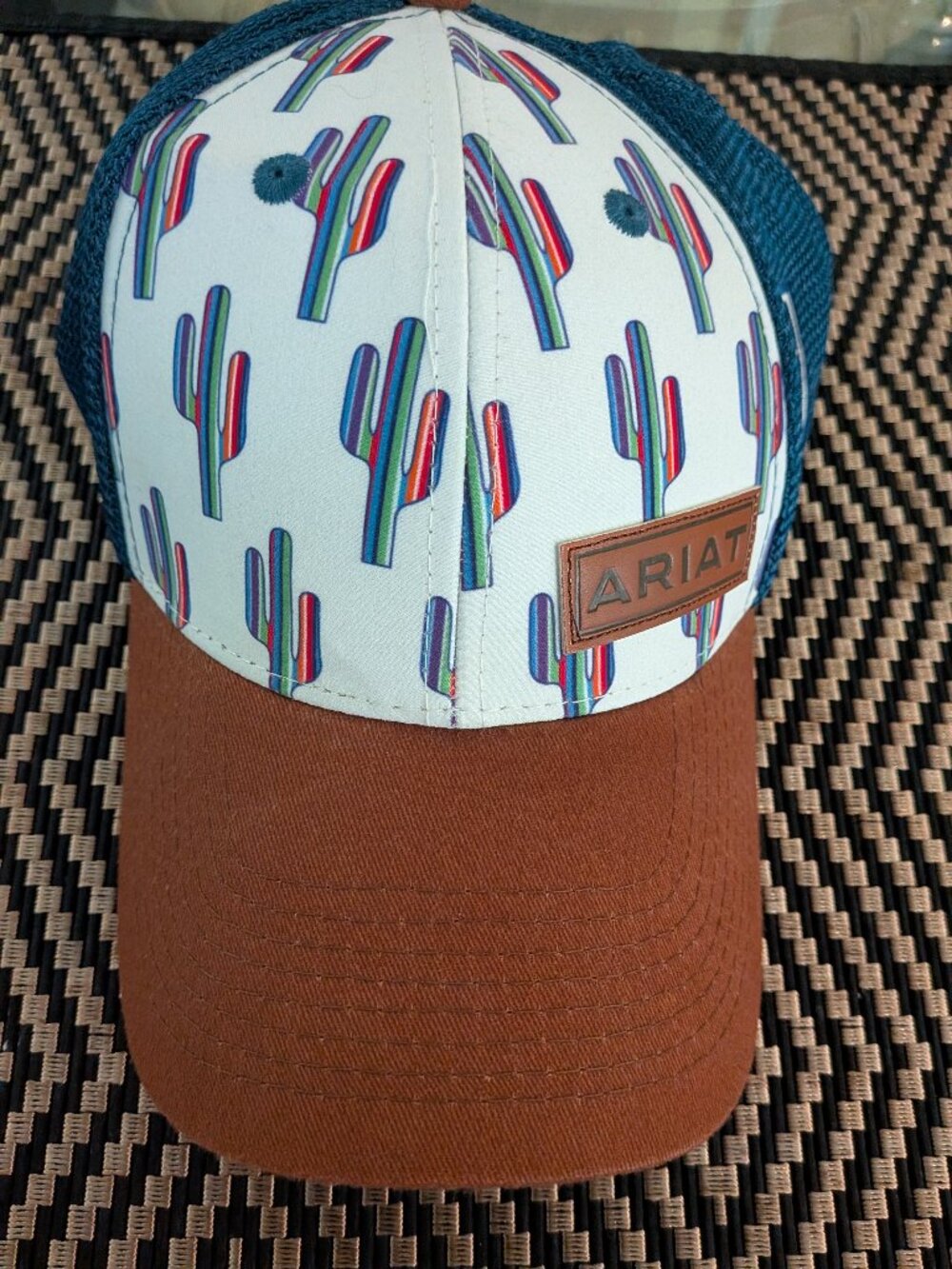 Ariat Women Western Rodeo Cactus Print Adjustable Snapback Hat Cap Trucker